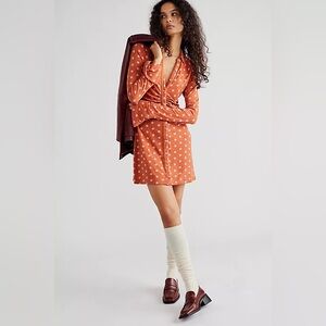 Free People Like New Shayla Mini Dress in Rust Combo